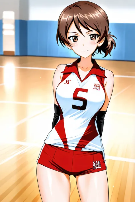 kawanishi shinobu \(girls und panzer\),volleyball uniform,1girl,solo,