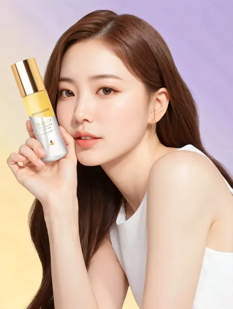 ((( Korean Woman wearing a portrait of a woman with a portrait of a woman: 1.5))), ((Smile: 1.2), ((Long eyelashes : 1.5)), cute Korean face , Li Zhien, Lee Ji-eun, Bae Suzy, from me, Pintang , Gongbi, Skincare brand photo , Clean face and body skin ,...