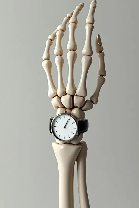 human skeleton hand with watch