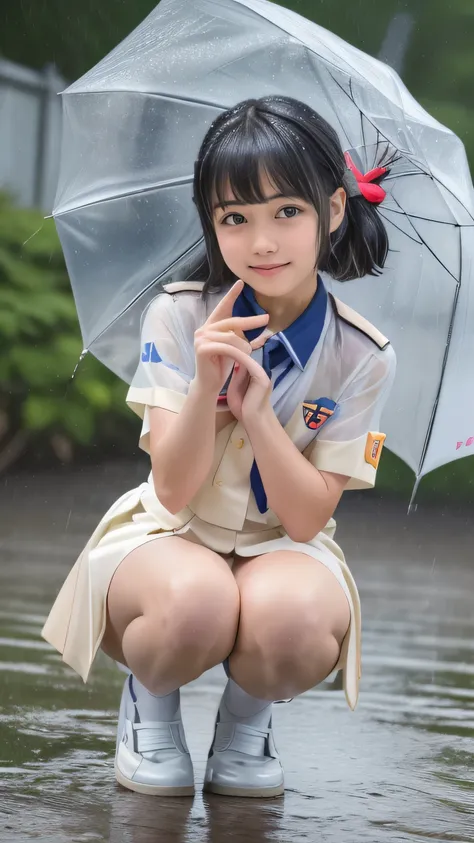  top quality、 natural depiction、 high res、delicate、Very high degree of perfection 、 beautiful,Girls are in 5th grade、 black hair、cute girl eyes、Petite、Perfect Arms、( perfect finger)、Perfect Legs、 small breasts、Looks like Daidouji Tomoyo、((parade uniform)) ...