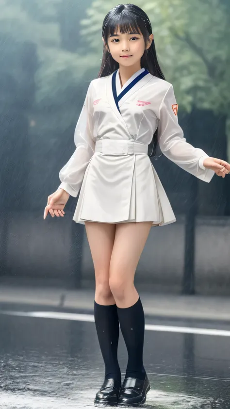  top quality、 natural depiction、 high res、delicate、Very high degree of perfection 、 beautiful,Girls are in 5th grade、 black hair、cute girl eyes、Petite、Perfect Arms、( perfect finger)、Perfect Legs、 small breasts、Looks like Daidouji Tomoyo、((parade uniform)) ...