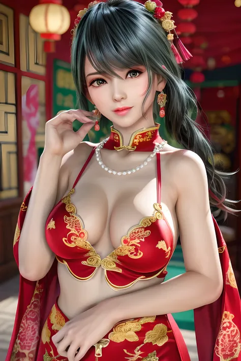 In a lively and festive Chinese-style hall, a charming girl is particularly eye-catching.
The girl is wearing a bright red cheongsam, the fabric of which has a charming satin luster, smooth as silk, and sparkling with bright light.
The slit of the cheongsa...