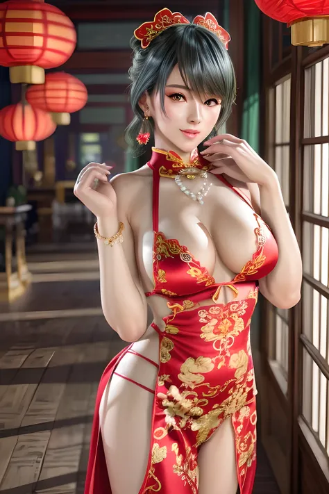 In a lively and festive Chinese-style hall, a charming girl is particularly eye-catching.
The girl is wearing a bright red cheongsam, the fabric of which has a charming satin luster, smooth as silk, and sparkling with bright light.
The slit of the cheongsa...