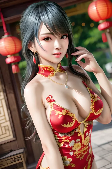 In a lively and festive Chinese-style hall, a charming girl is particularly eye-catching.
The girl is wearing a bright red cheongsam, the fabric of which has a charming satin luster, smooth as silk, and sparkling with bright light.
The slit of the cheongsa...