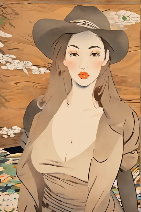 masterpiece, best quality, ukiyo-e:1.2, in hokusai style, a beautiful 20s russian model, ultra detailed face
