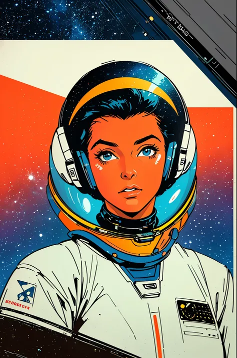 (((masterpiece,best quality))),32K Wallpaper,((( very detailed poster))),retro vintage,sci-fi,(((space thriller cinematic movie poster))),(((Bauhaus))),(((mid-century modern))),(((ultimate galaxy))),(solo1girl :1.2),(((duotone))),(((Perspective)))