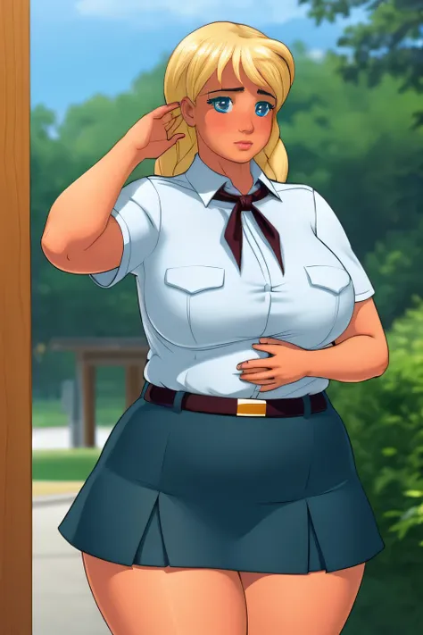 ((masterpiece)), ((realistic art)), ((anime)), ((perfect quality)), (cafe), (very chubby), (night), ((best quality)), ((solo)), ((girl)), sl, blonde hair, (full body art), face : [very beautiful face, realistic, detailed, (perfect face), plump face, plump ...