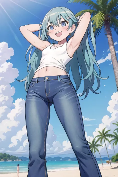 masterpiece,best quality,ultra detail, ((Perfect Face, Perfect Arms, Perfect hands, Perfect Fingers)), 1girl, 14yo, petite, ((round face, ecstasy, orgasm face, drooping eyes, shame smiling, blush)), dropping eyes, sleepy, Open mouth, ((White teeth)), backg...