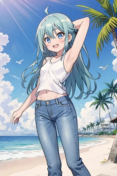 masterpiece,best quality,ultra detail, ((Perfect Face, Perfect Arms, Perfect hands, Perfect Fingers)), 1girl, 14yo, petite, ((round face, ecstasy, orgasm face, drooping eyes, shame smiling, blush)), dropping eyes, sleepy, Open mouth, ((White teeth)), backg...