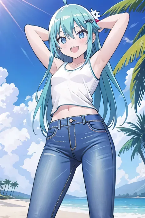 masterpiece,best quality,ultra detail, ((Perfect Face, Perfect Arms, Perfect hands, Perfect Fingers)), 1girl, 14yo, petite, ((round face, ecstasy, orgasm face, drooping eyes, shame smiling, blush)), dropping eyes, sleepy, Open mouth, ((White teeth)), backg...