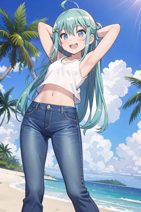 masterpiece,best quality,ultra detail, ((Perfect Face, Perfect Arms, Perfect hands, Perfect Fingers)), 1girl, 14yo, petite, ((round face, ecstasy, orgasm face, drooping eyes, shame smiling, blush)), dropping eyes, sleepy, Open mouth, ((White teeth)), backg...