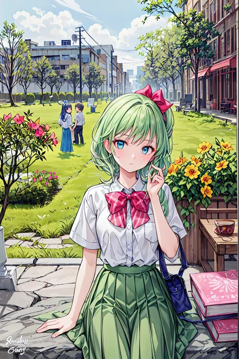 (( masterpiece)), ( top quality), ( super high resolution), ( Beautiful Illustrations),
Outdoors, Flower Garden, cherry blossoms,
 gray hair, short hair,  Aqua Eyes, side ponytail , school uniform, white shirt, Pink Plaid Skirt,  Black Legwear  ,
Alone  ,
...