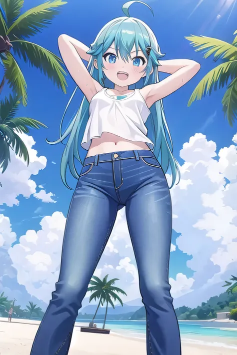 masterpiece,best quality,ultra detail, ((Perfect Face, Perfect Arms, Perfect hands, Perfect Fingers)), 1girl, 14yo, petite, ((round face, ecstasy, orgasm face, drooping eyes, shame smiling, blush)), dropping eyes, sleepy, Open mouth, ((White teeth)), backg...