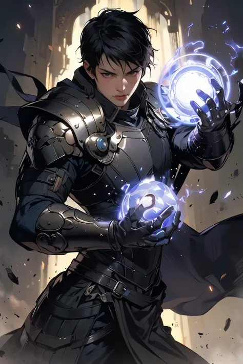 Closeup of a person holding a ball ,  Ross Tran and Bayard Wu ,   concept art by Steel Inquisitor,  a very detailed term,  Arsen Lupin as Paladin,   Graphic Artist Magali Villeneuve  , Art Garm and Ben Roe , Male human paladin , Wearing light leather armor...