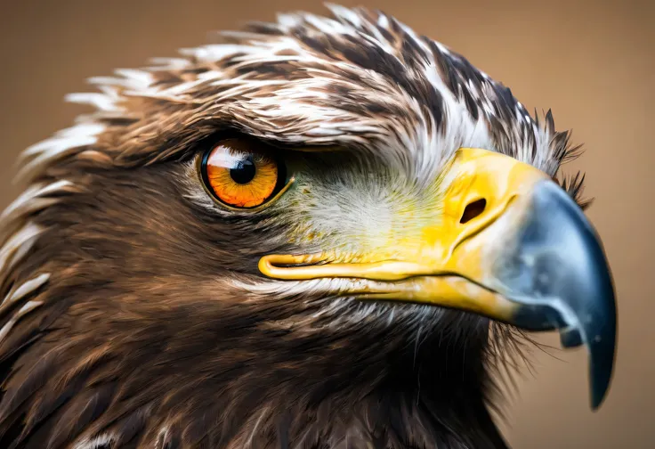 arafed Eagle with yellow eyes and a black background, Eagle head, A Collection of Brilliant Red and Gold Colors , A Collection of Brilliant Red and Gold Colors 4k, aggressive expression , with the beak of an Eagle, angry expression, Intimidating gaze...