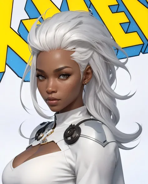 4k, sharp image, high definition image, 4k, (((unreal engine render))), african-american, ((white hair)), ((floating up hair)), beautiful african-american woman, ((wavy white hair))