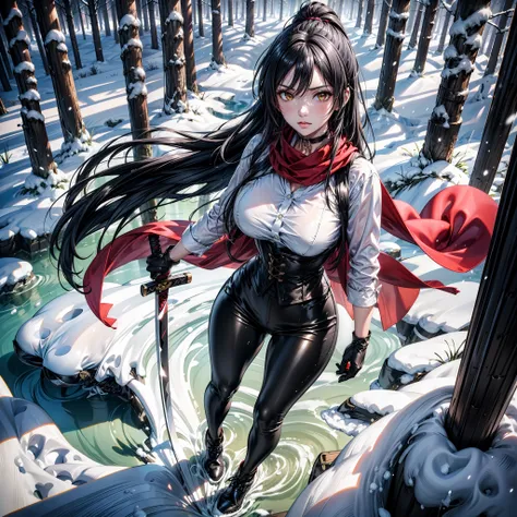 (Yaedef :1.4), 8K, highres, ultra detailed, ( masterpiece:1.4), (( perfect hands )), better quality, Sakuya Shirase, symmetrical body, sensual lips, big breasts, slender legs , badass anime girl , bright clothes, beautiful, Alone, of foot, fig...