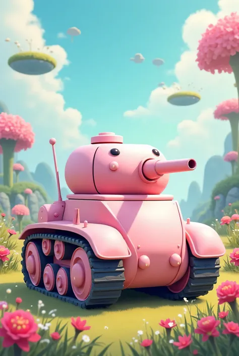 a light pink armored tank , 's drawing, whimsical