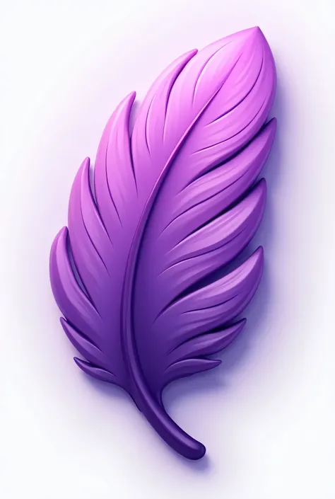 A high-quality, game-ready tile for a match-3 puzzle game in the shape of a purple feather. The feather should have a rounded, polished appearance with soft curves and smooth edges. The surface must include glossy light reflections to give it a shiny, appe...