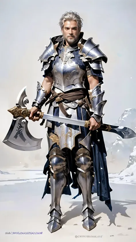  Arafed man in armor holding an axe, Male paladin, epic Paladin Armor, male warrior in silver armor , Paladin Armor, A human male paladin, ares with heavy armor and sword,  image of an adult male warrior , paladin fantasy, ,  fantasy warrior in full armor ...