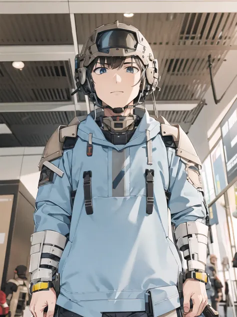 cool white anime boy cute tactical armor 