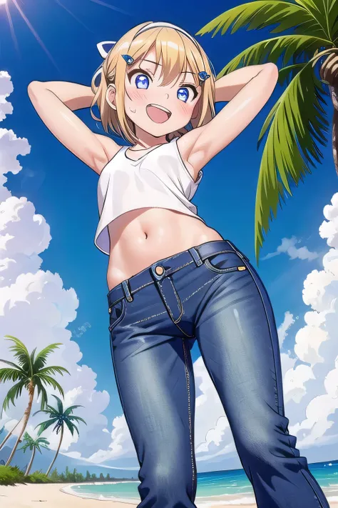 masterpiece,best quality,ultra detail, ((Perfect Face, Perfect Arms, Perfect hands, Perfect Fingers)), 1girl, 14yo, petite, ((round face, ecstasy, orgasm face, drooping eyes, shame smiling, blush)), dropping eyes, sleepy, Open mouth, ((White teeth)), backg...