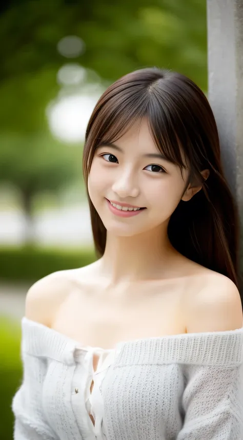 masterpiece,best quality,(Japanese girl),((Beautiful girl)),cleavage,(off shoulder:1.2),(perfect body beauty:1.2),(shy smile)