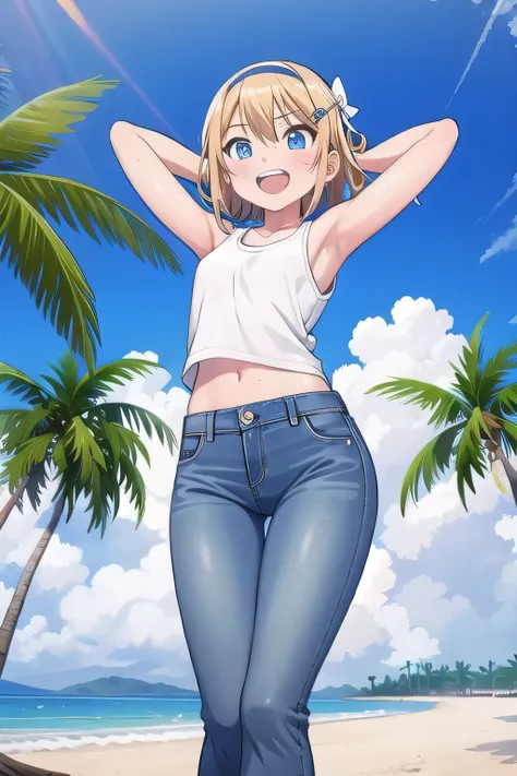 masterpiece,best quality,ultra detail, ((Perfect Face, Perfect Arms, Perfect hands, Perfect Fingers)), 1girl, 14yo, petite, ((round face, ecstasy, orgasm face, drooping eyes, shame smiling, blush)), dropping eyes, sleepy, Open mouth, ((White teeth)), backg...