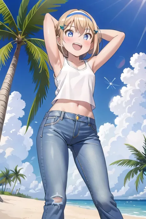 masterpiece,best quality,ultra detail, ((Perfect Face, Perfect Arms, Perfect hands, Perfect Fingers)), 1girl, 14yo, petite, ((round face, ecstasy, orgasm face, drooping eyes, shame smiling, blush)), dropping eyes, sleepy, Open mouth, ((White teeth)), backg...