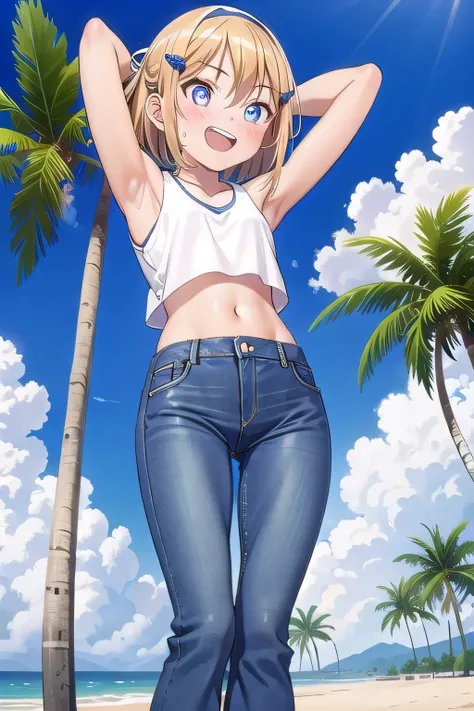 masterpiece,best quality,ultra detail, ((Perfect Face, Perfect Arms, Perfect hands, Perfect Fingers)), 1girl, 14yo, petite, ((round face, ecstasy, orgasm face, drooping eyes, shame smiling, blush)), dropping eyes, sleepy, Open mouth, ((White teeth)), backg...