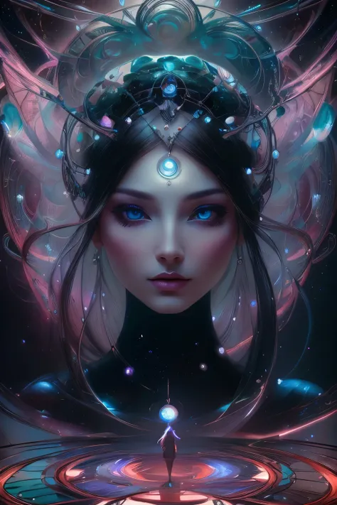 ai inner data mind process workings relation to love 8k, glass, A glass-like alien floral monument bioluminescence , humanoid structure entangled in a star light back ground, is displayed in out realms, stary background, its intricate details and vibrant c...