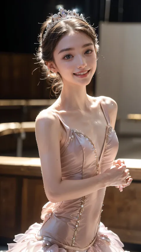 Ultra HD 4K, The greatest masterpiece of  ,((   photo indistinguishable from reality :1.4)),((Ballet Costumes,ballet tiara,Tutu ,Lausanne International Ballet Competition, principal ballet dancer on stage at ballet performance , slender body that wipes awa...