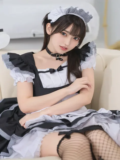 araffe  dressed in a Maid outfit sitting on a couch, gorgeous Maid, anime girl in a Maid costume, Maid outfit,  Catboy Cosplay ! Maid!  dress, japanese Maid cafe, Maid  dress, wearing Maid uniform, Maid, anime cat girl in a Maid costume, french Maid, a sex...