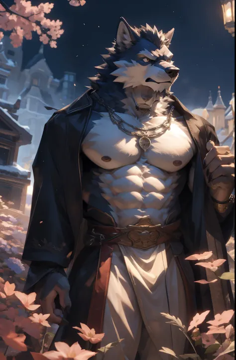  upper body bare 、 and well-developed pectoral muscles,  muscular,  furry wolf, warrior,  furry  ,  furry  ,  high resolution request , doll,extra  detailed body ,  detailed body ,   Best Quality ,  masterpiece,   ultra-high resolution  ,  detailed backgro...