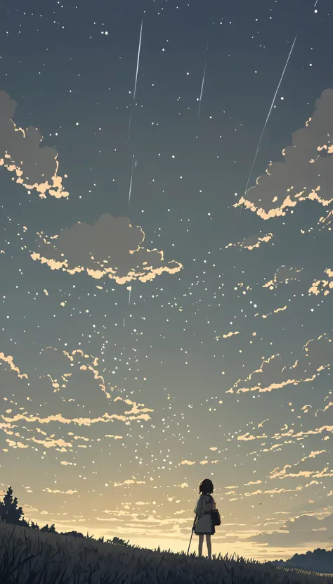 Cloudy, textured clouds anime style Alone niña minimalista! serca de un acantilado cielo gris  nubes blancas the stars
, Makoto Shinkai Cyril Roland, 4k anime art wallpaper, 4k anime art wallpaper, Animated background, 8K anime art wallpaper, Animated back...