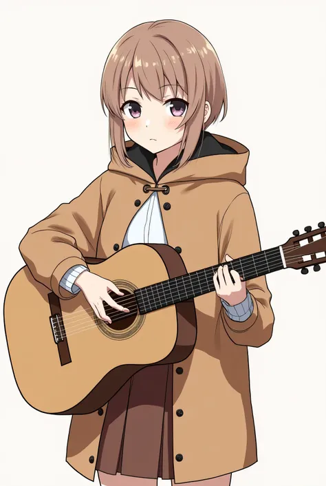 Sure! Here's the translation of your text into English:

"I am a 23-year-old guitarist. I love playing the guitar. I have fair skin, and I am about 158 cm tall. I wear a brown cloak, a white shirt, and a brown skirt. I have a prominent nose and large eyes ...