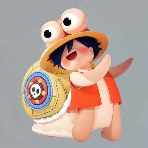 Luffy's costume，snails， big eyes，lol，snails壳，antenna， tentacles， One Piece，Isometric,  xxxxxxxx Cartoon 3D Model ,Low Poly,3D Art,C4D,O&#39;Caseytane
rendering, 3D Rendering,  ray traction , Clay Materials,  Pixar trend , Animated lights, Depth of Field,  ...