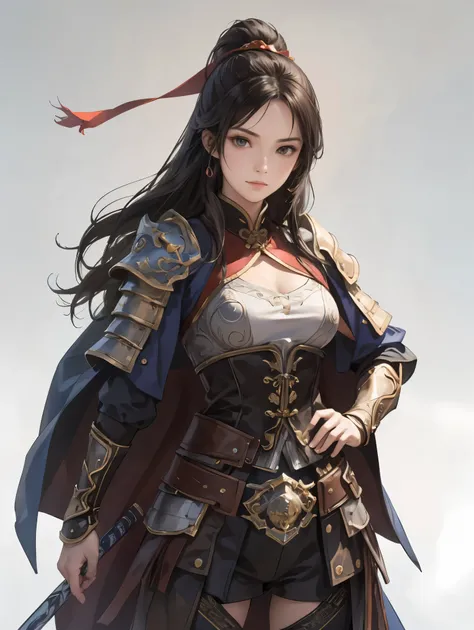   beautiful woman with dark hair ：1.3,  amazing character art , Hanfu,((  pure white background )), ( top quality),  handsome，Beautiful female knight, 2. 5D CGI fantasy artwork,  Detailed Digital Art,  Extremely Amazing Artwork ,  fan art best art station ...