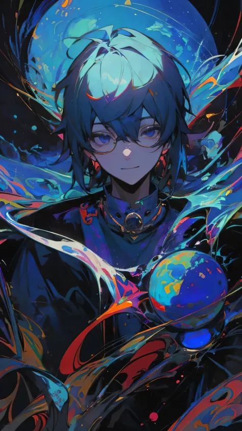 male, round glasses, cool series, lapis lazuli,smile,horror ,creative art,universe, colorful, Fantastic,
Streetwear Fashion