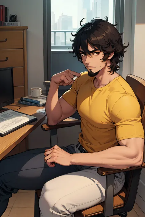 Ultra-high-definition, super-detailed full-HD, ultra detail, high detailed digital anime art, fine details. anime,8k, masterpiece, hi-resolution, best quality, hi-res, Top Quality, High Quality, High Resolution, handsome, man, tall, muscular, black hair, s...