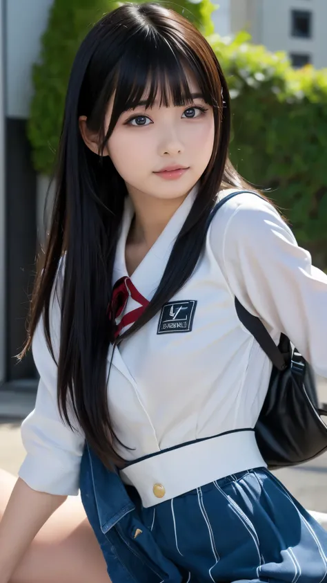 (( masterpiece,  top quality,  high res)), ( Japanese High School Girls, Baby Face:1.5)、( by Nomi: 1.4),  excited、great face, sharp mouth、With a pout、Glossy wet lips、Age 15,  ponytail、( beautiful hair:1.5),  white down jacket、 very short miniskirt、 beautif...