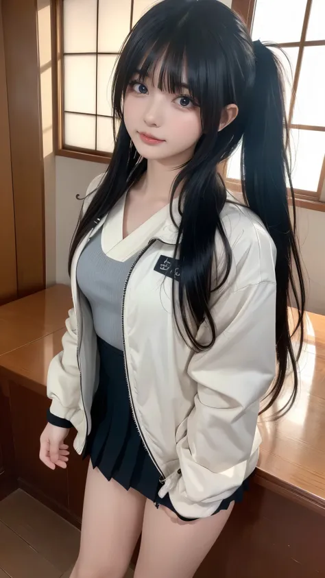 ((  masterpiece,   top quality,   high res)), (  Japanese High School Girls, baby face:1.5)、(  by Mr. Nomi: 1.4),   excited、great face, Sharp Mouth、With a pout、Glossy wet lips、Age 15,   ponytail、(  beautiful hair:1.5),   white down jacket、   very short min...