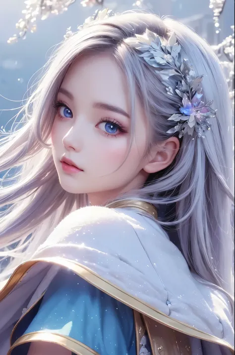 ((face focus:1.4, side face)), ((masterpiece)), ((( best quality))), (( Very detailed)), ((shape)),[ Realistic Light Effects ],shadow,( Fantasy Style ),(White background:1.6), simple background, (Earth Theme),(Cape)[(Hair Focus,(( one girl )),[( Big Slime ...