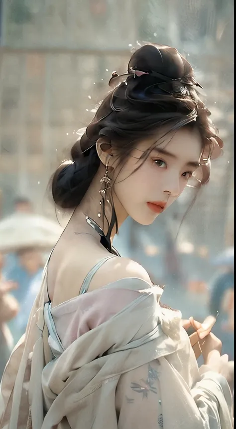 Best Quality, Masterpiece, Ultra High Resolution, (Realisticity: 1.4), Original Photo, 1girl, Pink Off-the-Shoulder, Cinematic Lighting