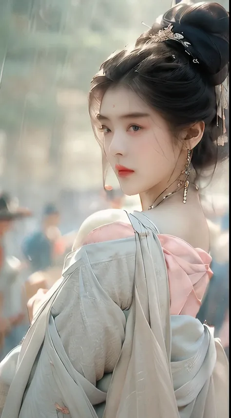 Best Quality, Masterpiece, Ultra High Resolution, (Realisticity: 1.4), Original Photo, 1girl, Pink Off-the-Shoulder, Cinematic Lighting