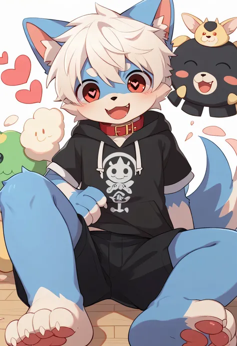 very well detailedな, very well detailed, gray fur white hair ,age 15,male, excited to look at the bones , wolf pelt, excited,Participation, cute face , Show me your legs ,Horny Male , red collar on the floor,Cute ears ,Fluffy ears ,Fluffy ears , s...