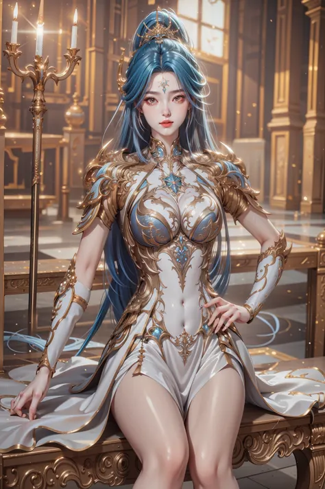 (masterpiece),(best quality:1.5),8k,absurdres,highres, Glowing skin:1.3, shiny skin, oil skin, (Sharp gaze),
Wang qiu'er,cute face, closed mouth:1.3,jewelry, Earring,(long hair:1.5), blue hair,(multicolor hair:1.5), 1girl,
solo,
long hair,
breasts,
looking...
