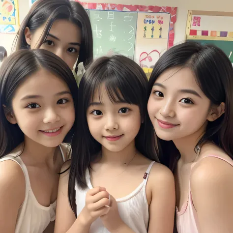 (Completely naked下着姿)、((Super cute and popular idol、Four super cute, tiny elementary school girls in one photo))、(masterpiece).A perfect, beautiful, lovely, captivating 's smile、(( 5 small photos of the whole body of 4 people in high definition in 1))、...
