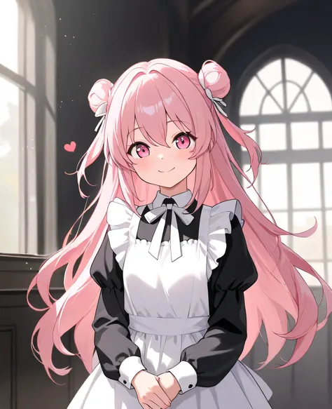 maSterpiece,   top quality,  1  girls on the left,  alone,   girls on the left、Young face,(), clear 、 S、 small、 Small titS、((( white hair ribbon:0.4))),  pink eyes,((( White Bun Hair ))),((( pink long hair))),(((Longer hair))),  white ribbon 、  Medium Hair...