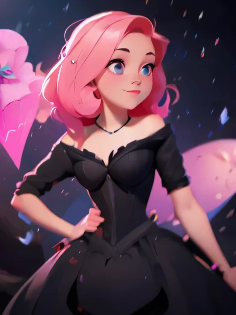 painting of a woman in a black dress and a woman in a pink dress, concept art by loish, tumblr, conceptual art, jen bartel, beeple and jeremiah ketner, loish |, blurry and dreamy illustration, loish art style, concept art of love, blurred and dreamy illust...